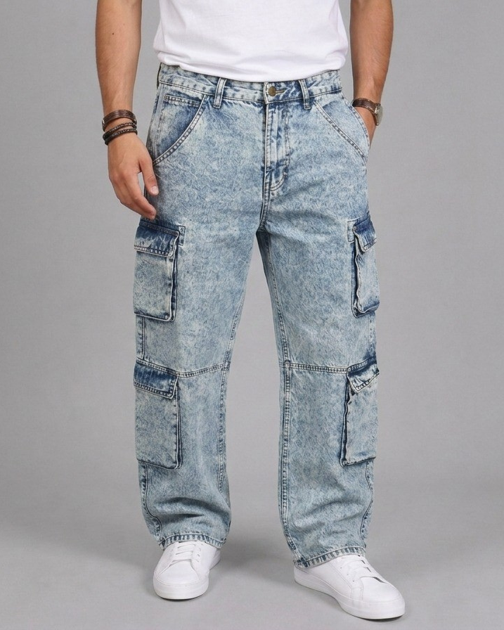 ACID WASH DENIM CARGO