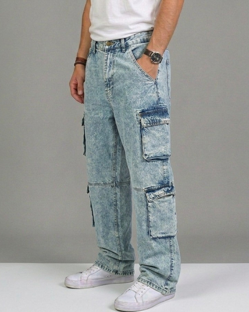 ACID WASH DENIM CARGO