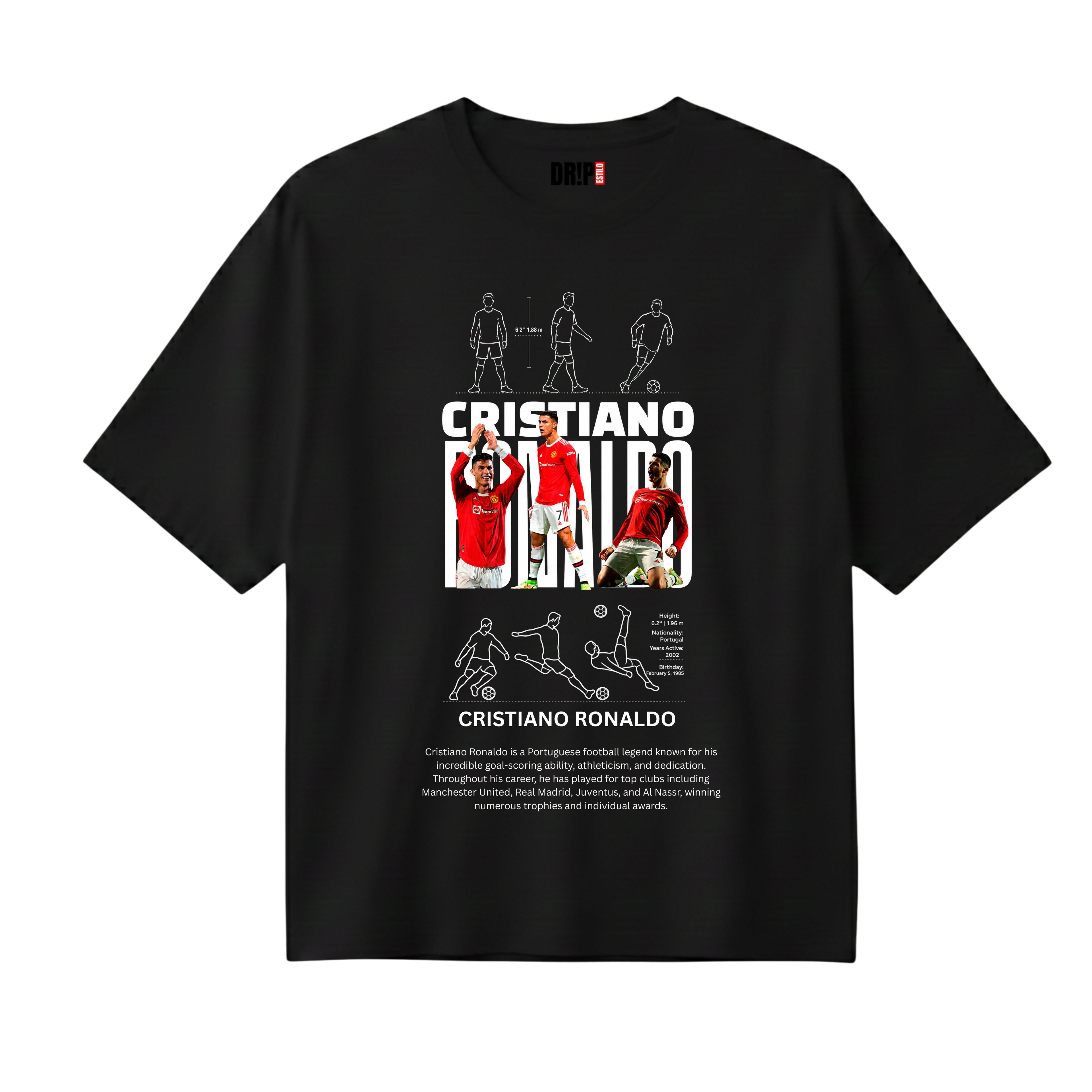 CRISTIANO RONALDO OVERSIZED BLACK TEE