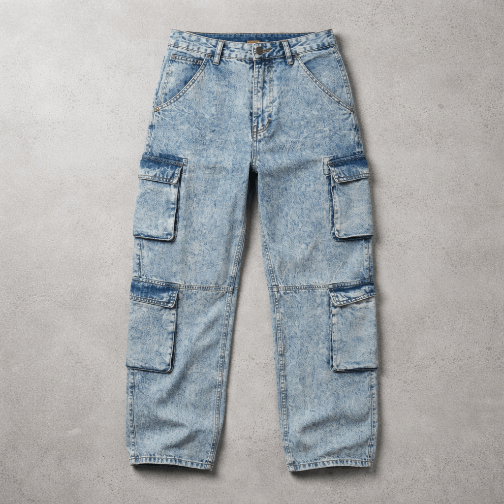 WOMEN'S ACID WASH DENIM CARGO