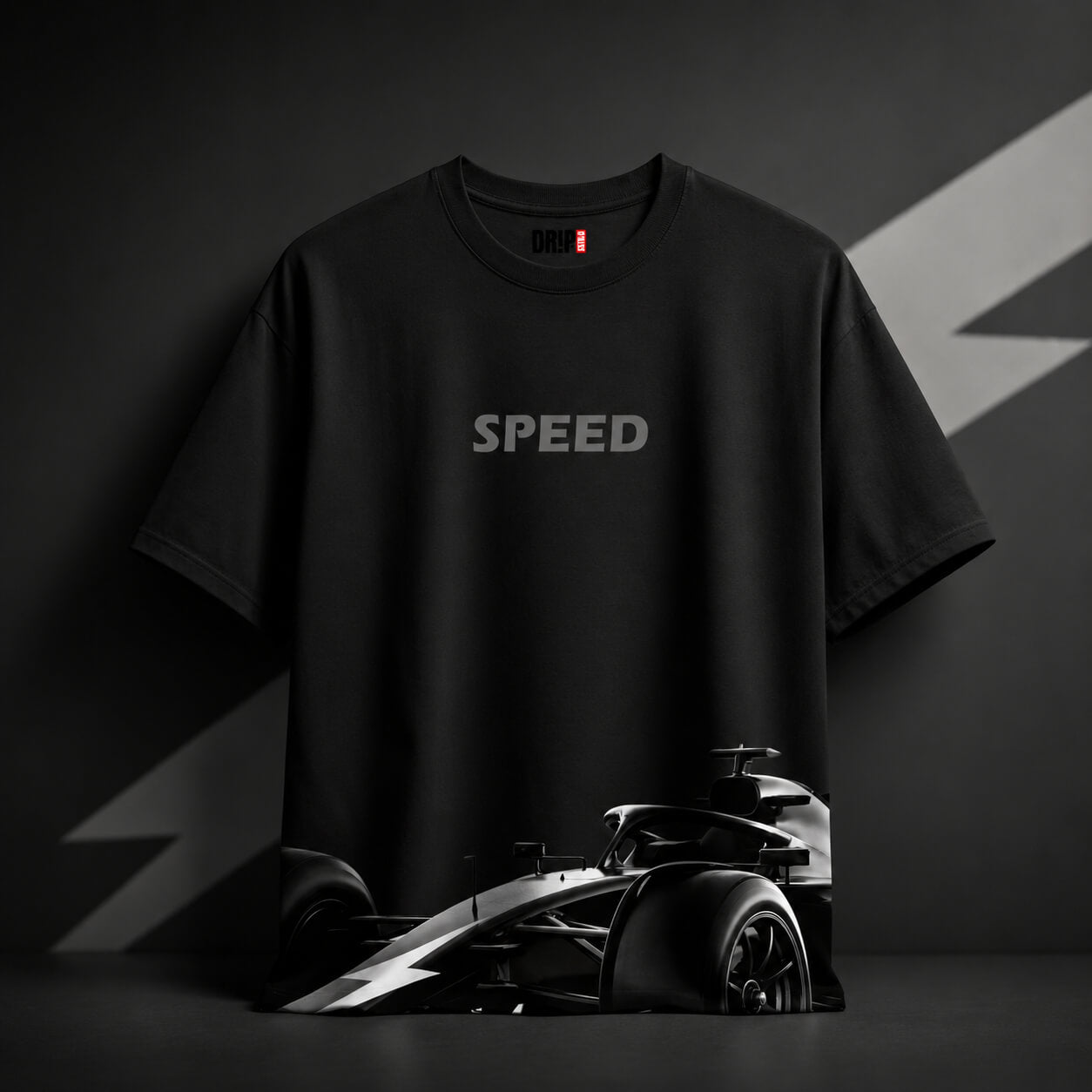 FAST LANE OVERSIZED BLACK T-SHIRT