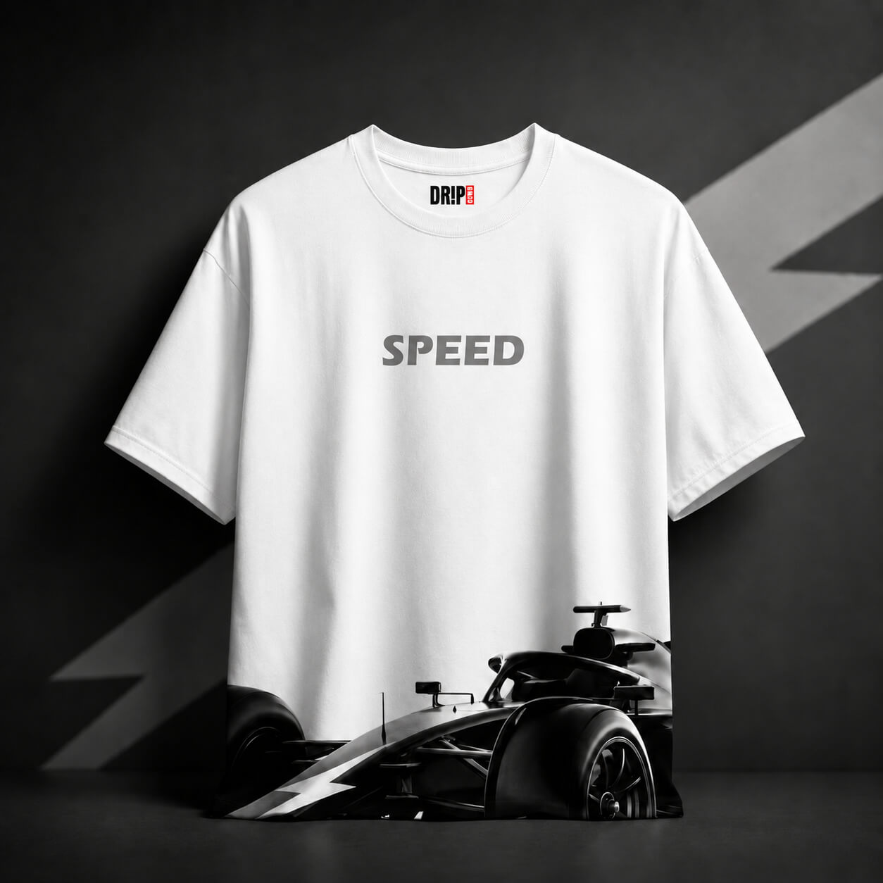 FAST LANE OVERSIZED WHITE T-SHIRT