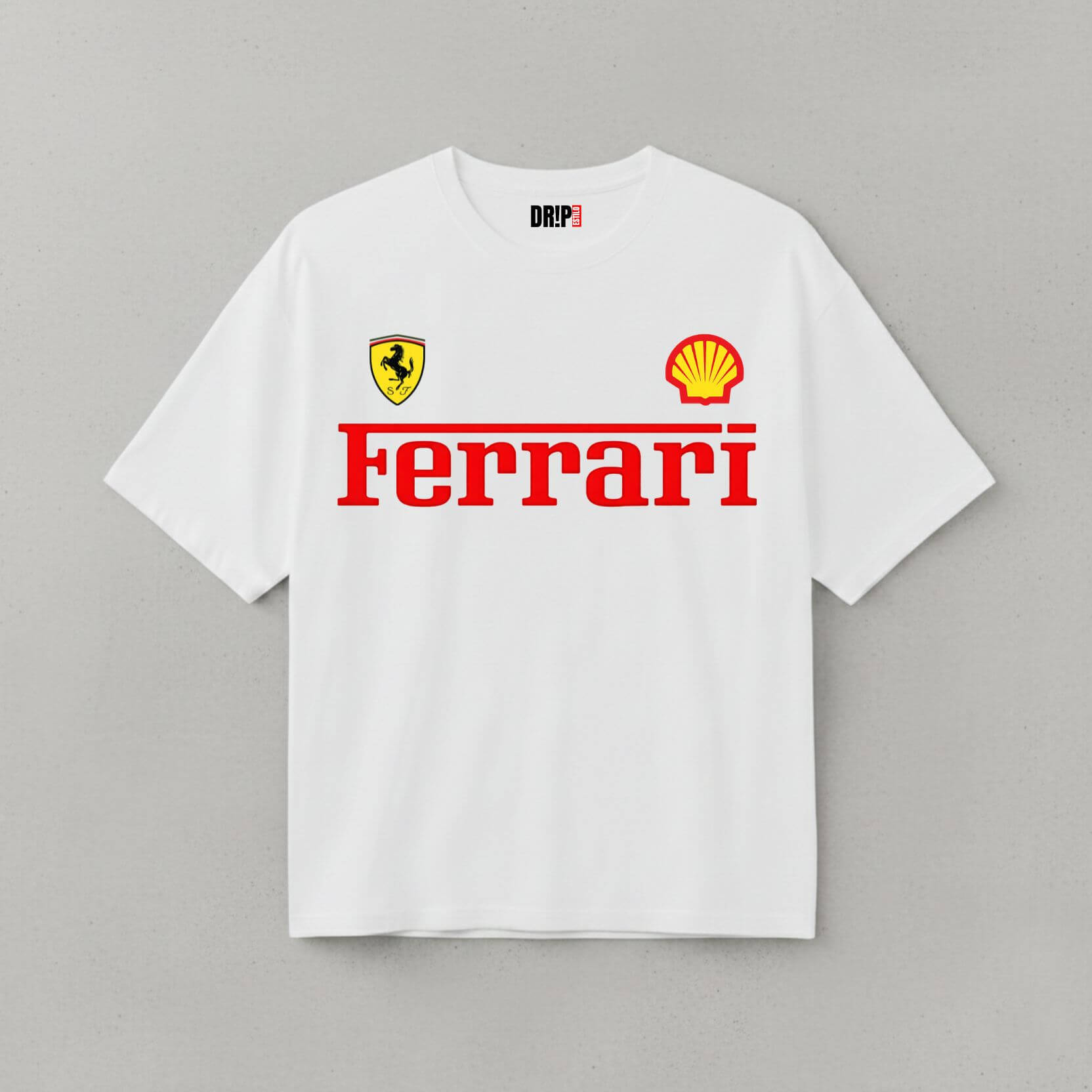 FERRARI OVERSIZED WHITE T-SHIRT