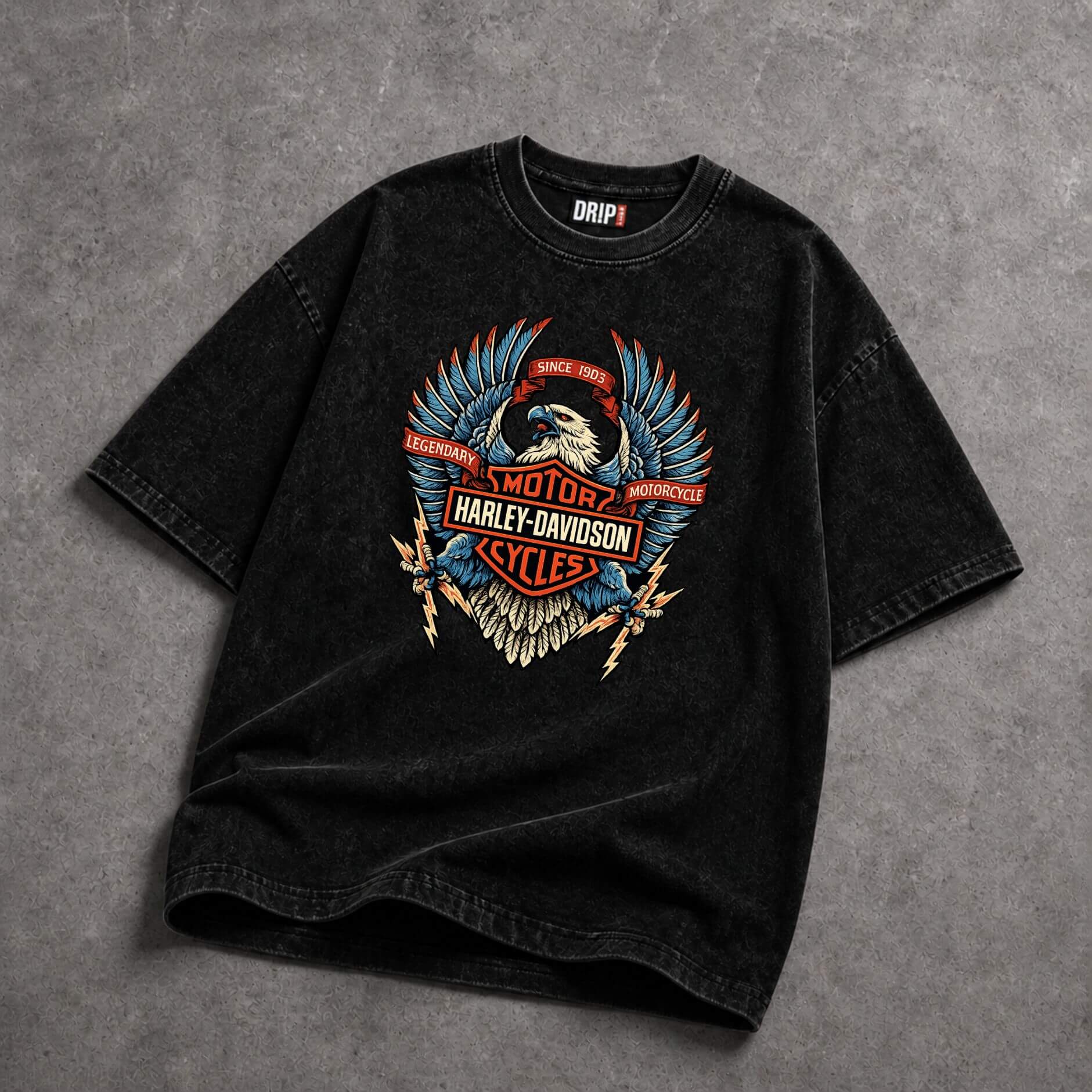 HARLEY-DAVIDSON THUNDERHAWK ACID WASH TEE
