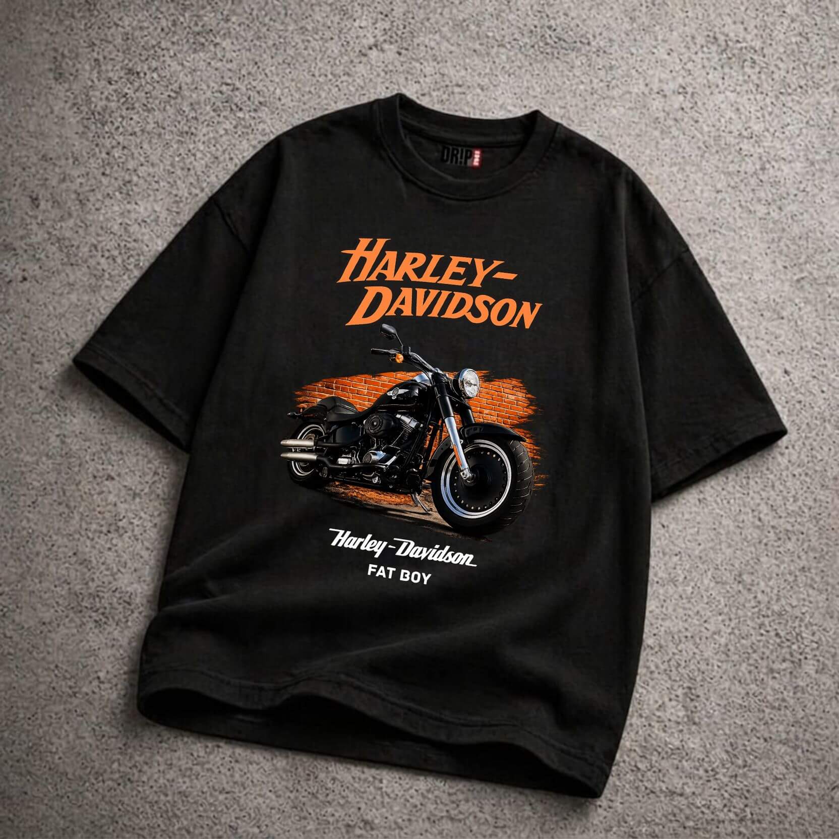 HARLEY DAVIDSON FAT BOY OVERSIZED BLACK T-SHIRT – Drip Estilo