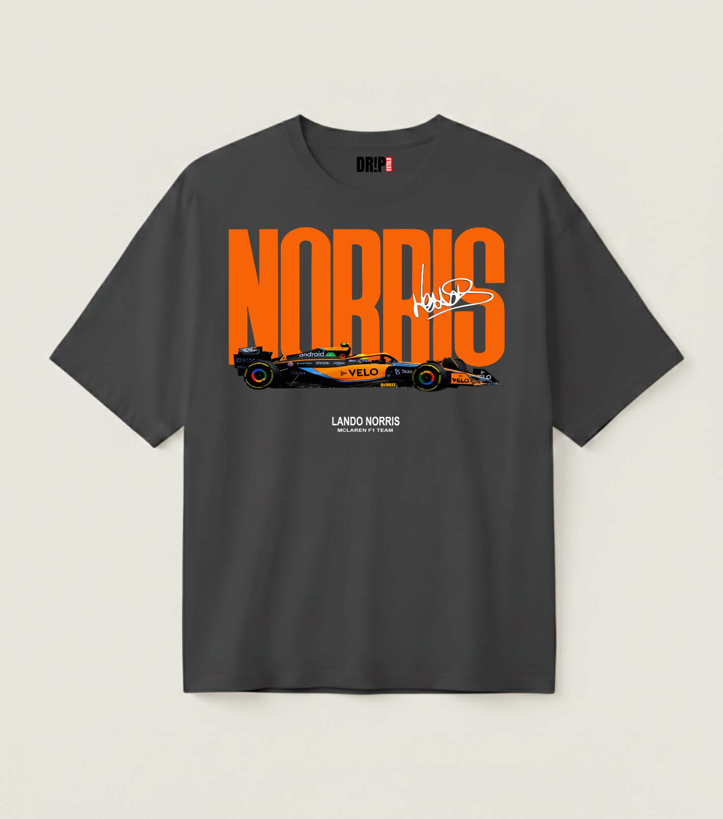 LANDO NORRIS OVERSIZED CHARCOAL GREY T-SHIRT