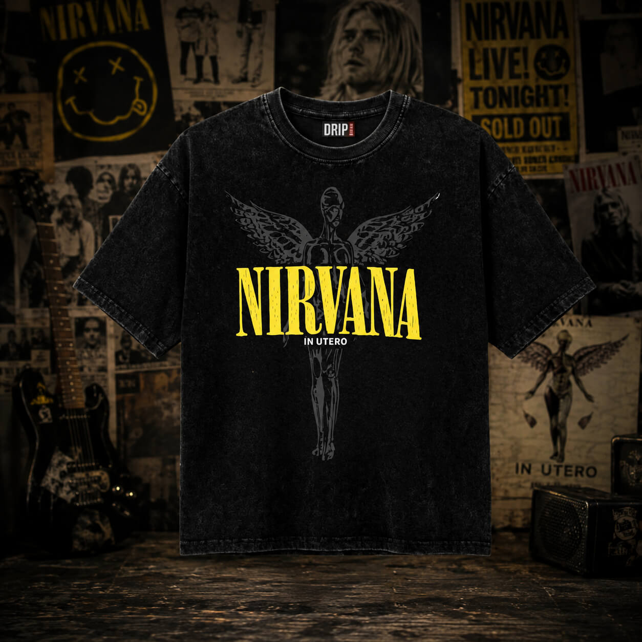 NIRWANA ACID WASHED T-SHIRT