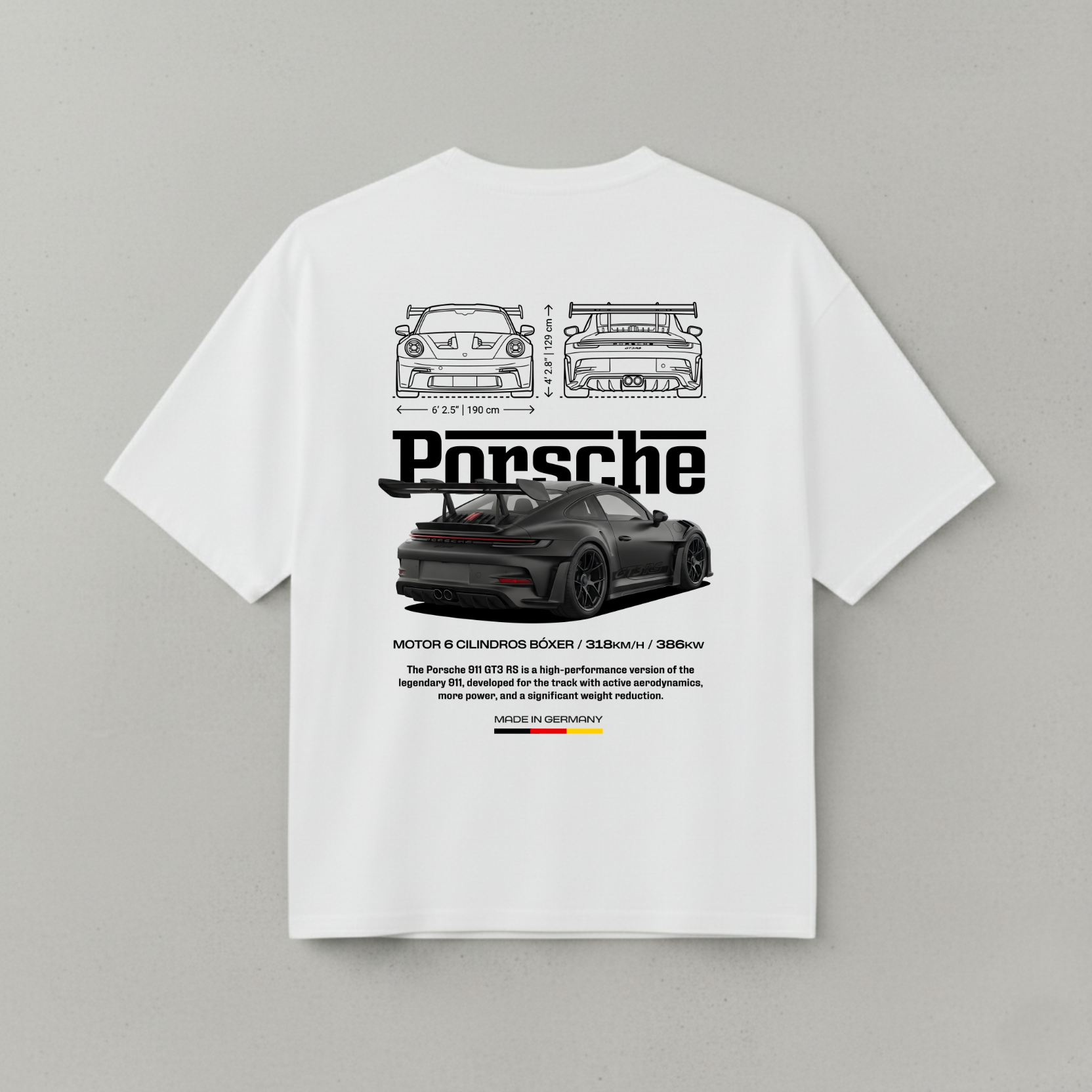 PORSCHE 911 OVERSIZED WHITE T-SHIRT