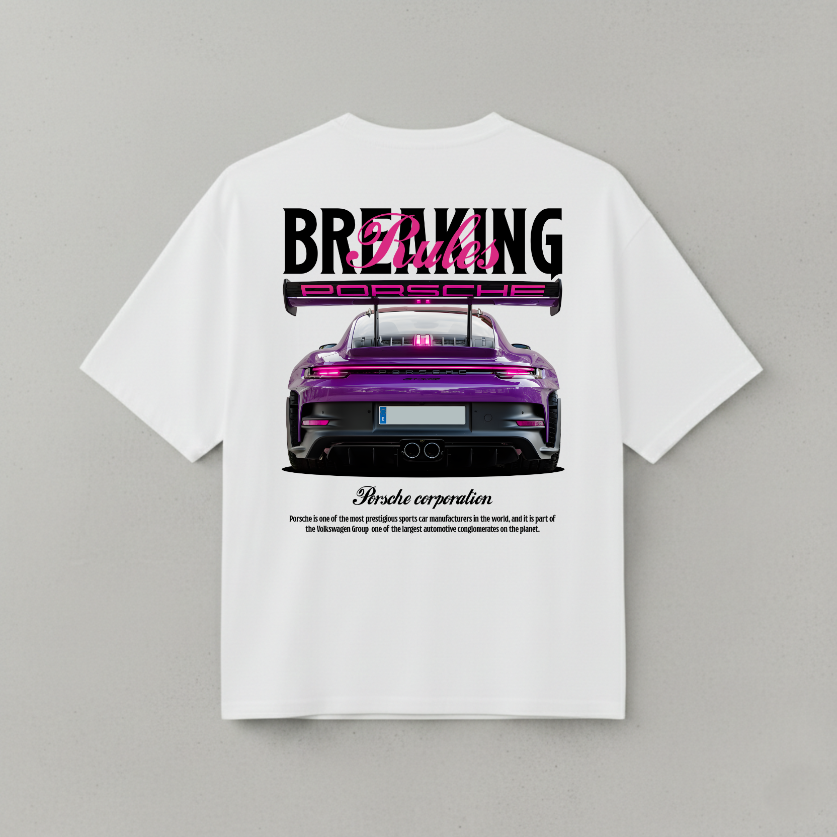 PORSCHE BREAKING RULES OVERSIZED WHITE T-SHIRT