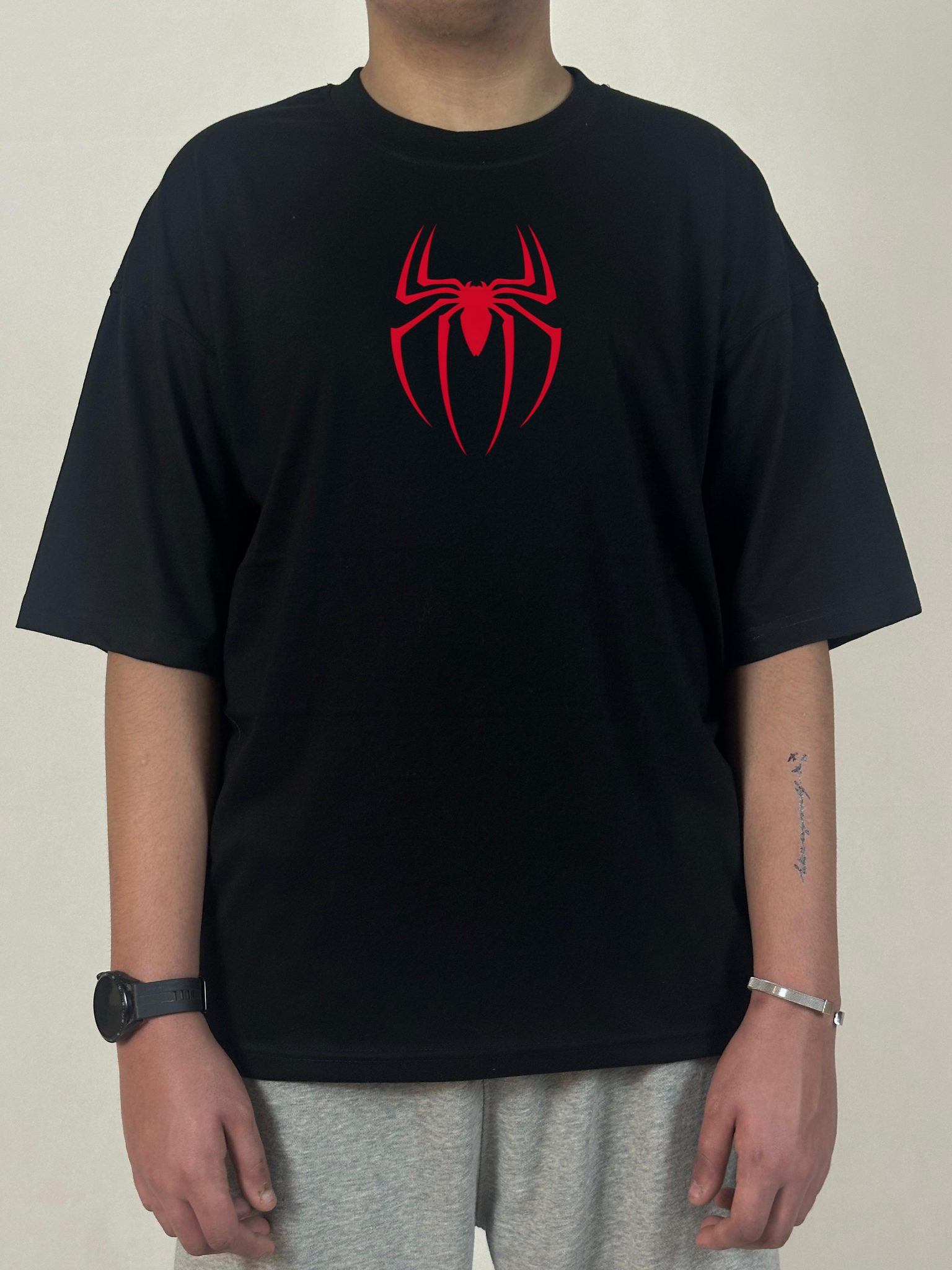 SPIDERMAN OVERSIZED BLACK T-SHIRT
