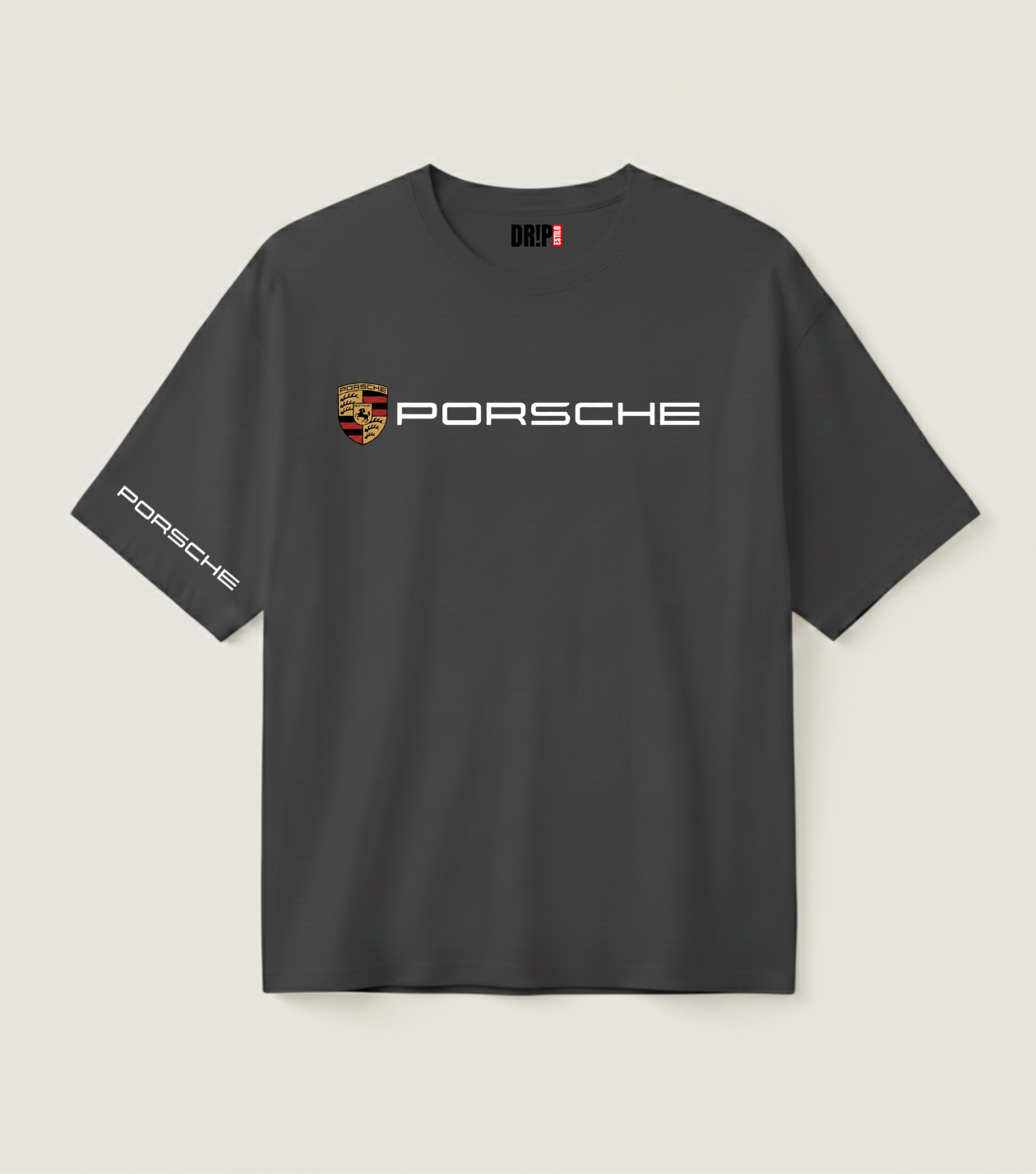PORSCHE BREAKING RULES OVERSIZED CHARCOAL GREY T-SHIRT