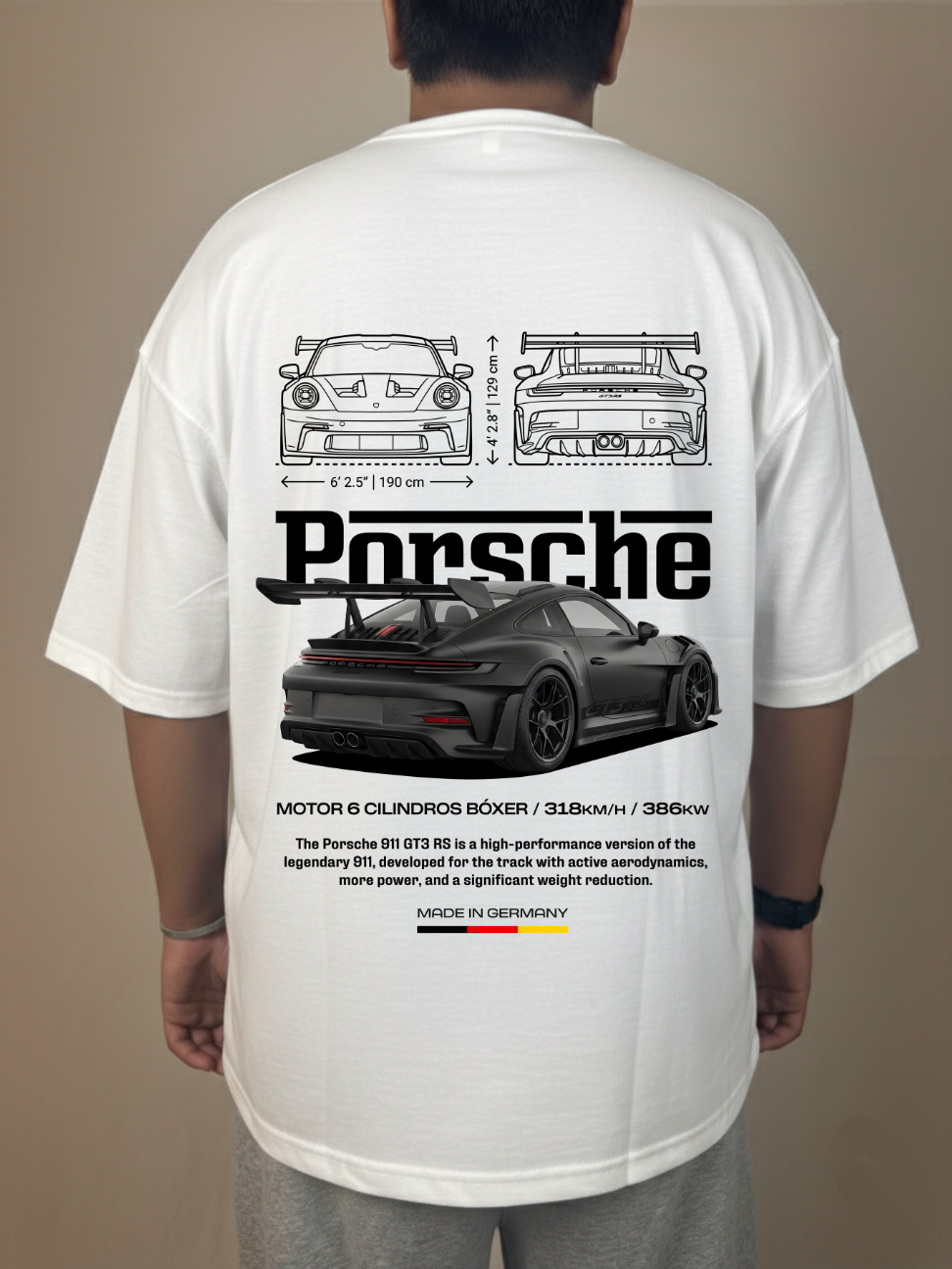 PORSCHE 911 OVERSIZED WHITE T-SHIRT