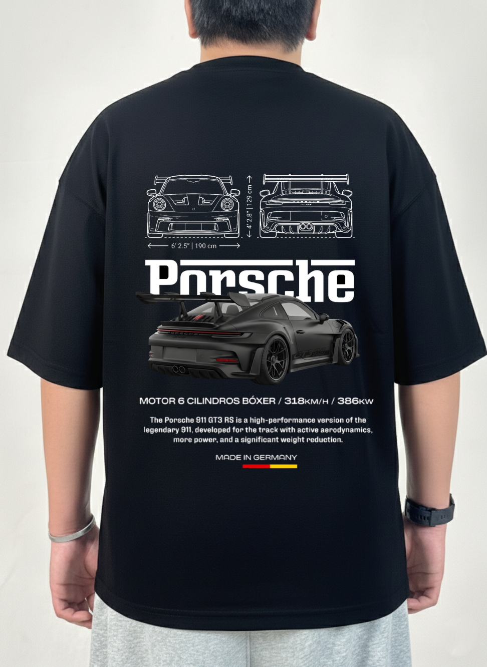PORSCHE 911 OVERSIZED BLACK T-SHIRT