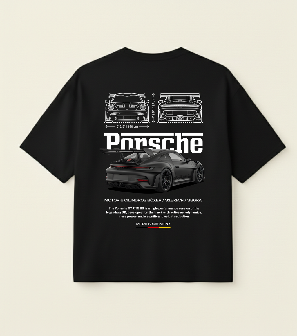 PORSCHE 911 OVERSIZED BLACK T-SHIRT