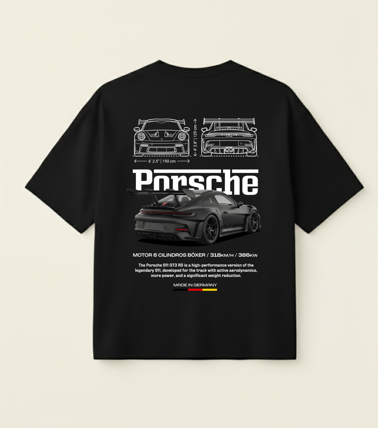 PORSCHE 911 OVERSIZED BLACK T-SHIRT