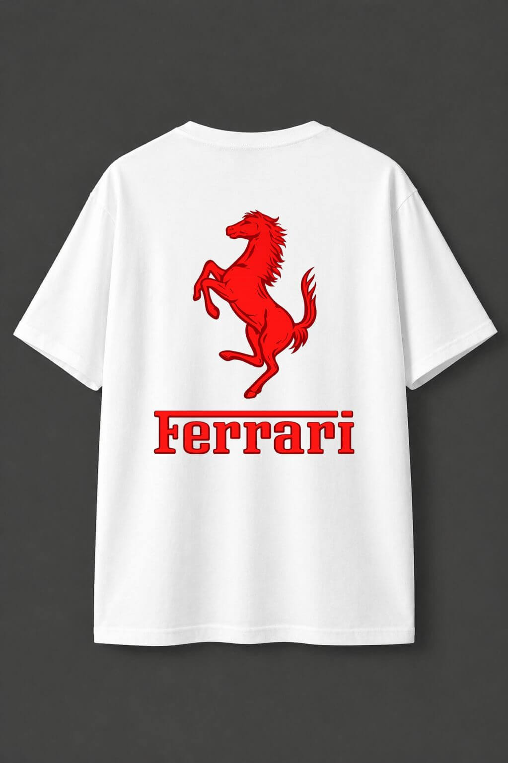 FERRARI OVERSIZED WHITE T-SHIRT
