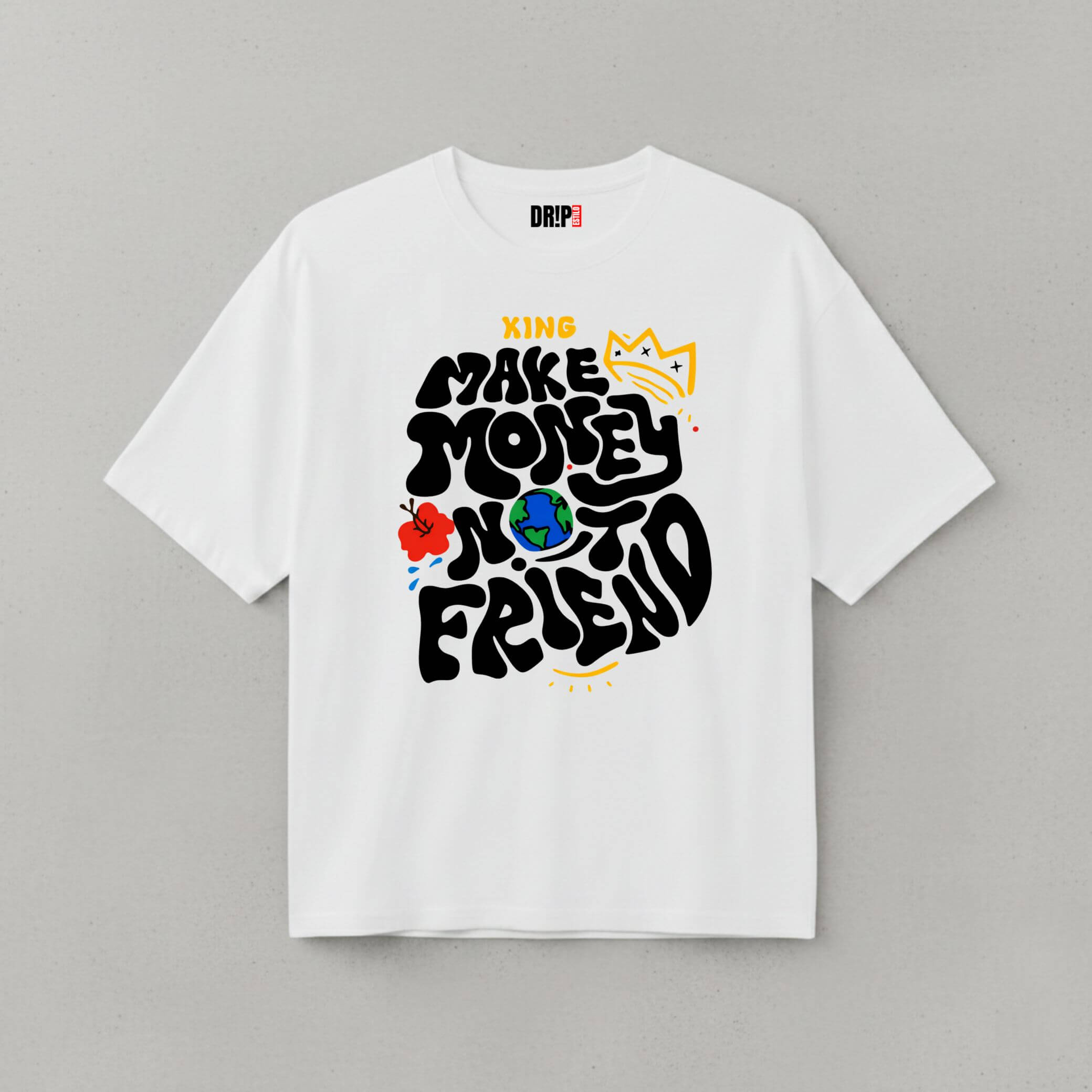 MAKE MONEY OVERSIZED WHITE T-SHIRT