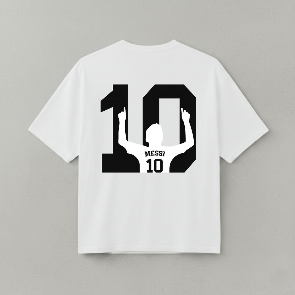 MESSI OVERSIZED WHITE GRAPHIC T-SHIRT