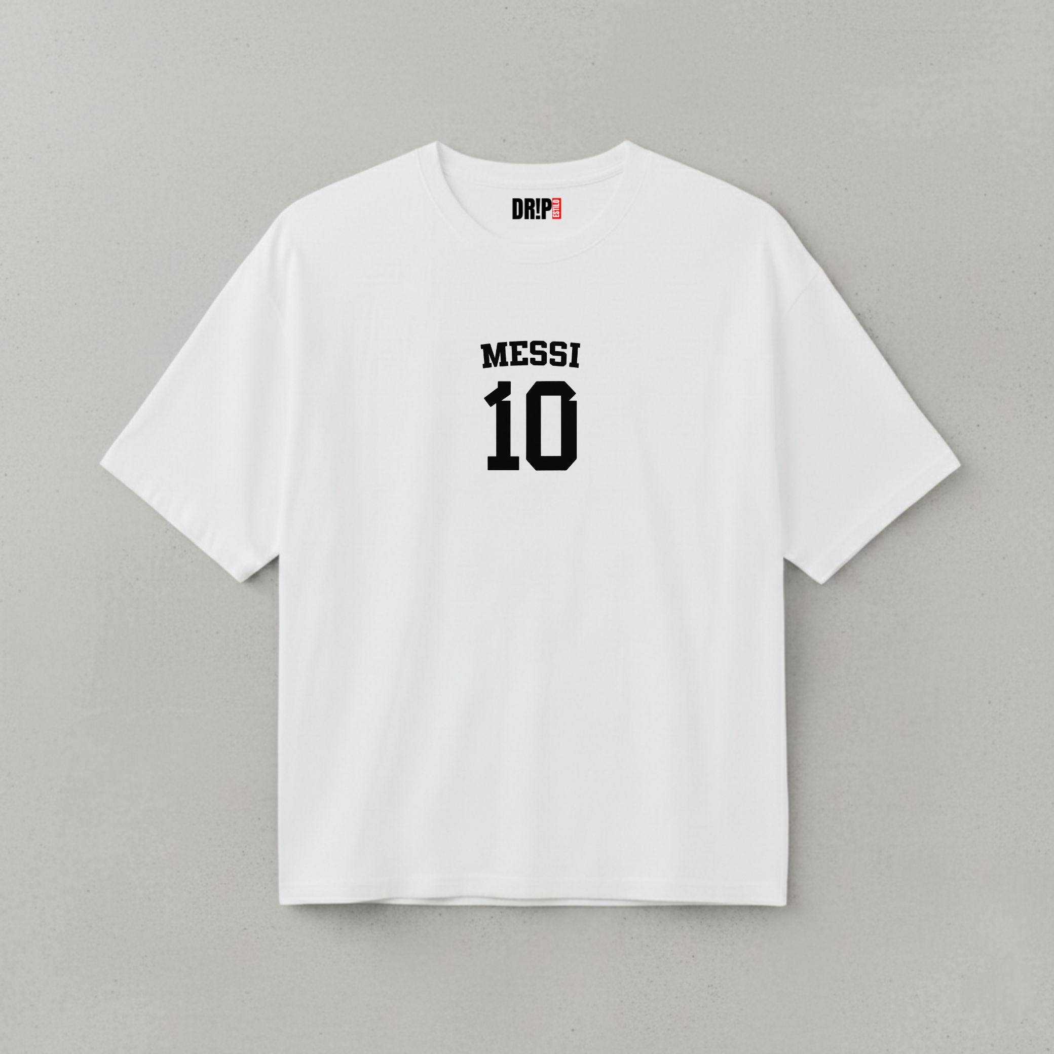 MESSI OVERSIZED WHITE GRAPHIC T-SHIRT