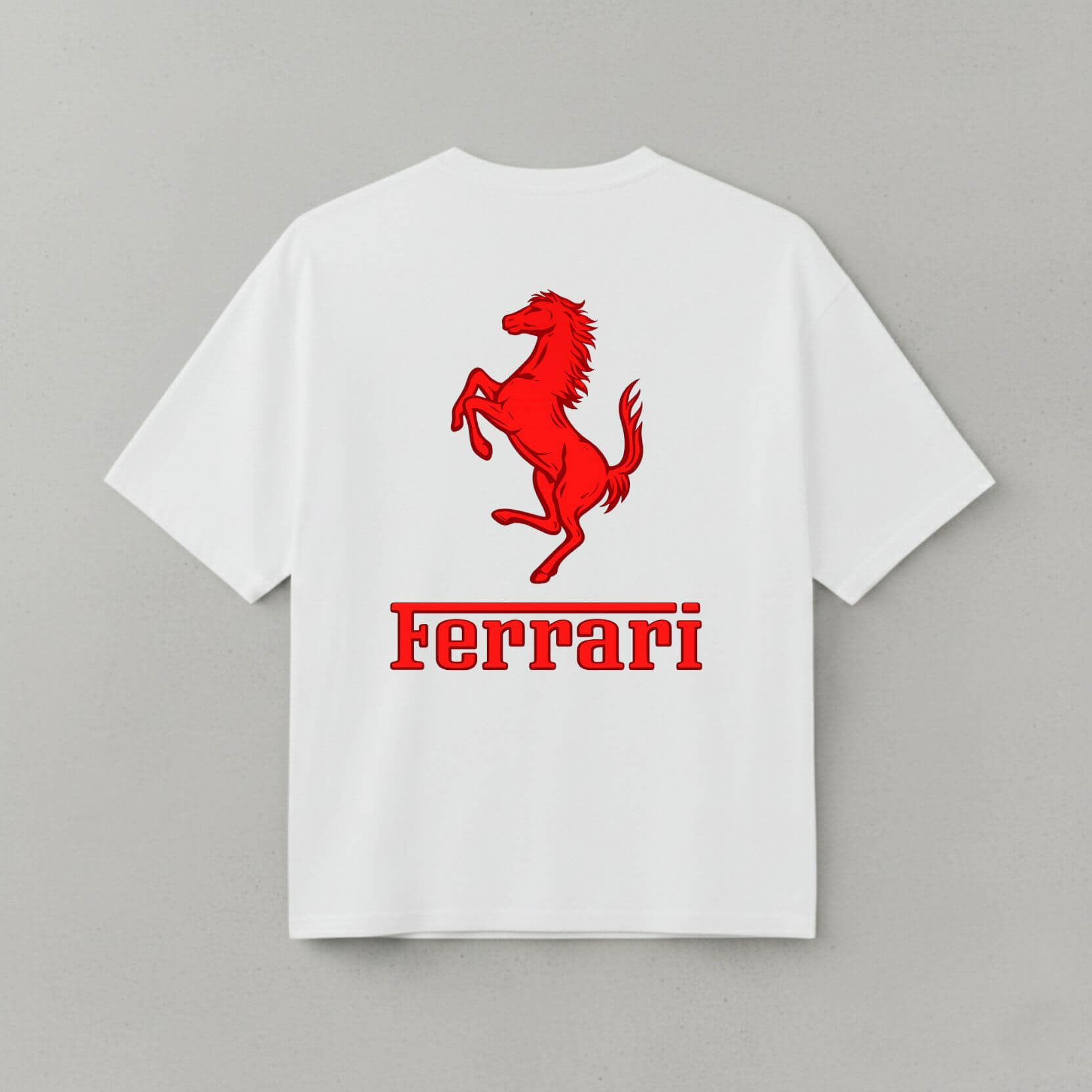 FERRARI OVERSIZED WHITE T-SHIRT