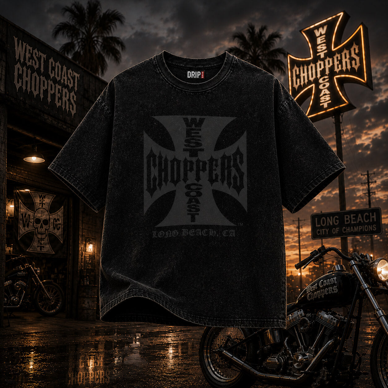 WEST CHOPPERS ACID WASHED T-SHIRT