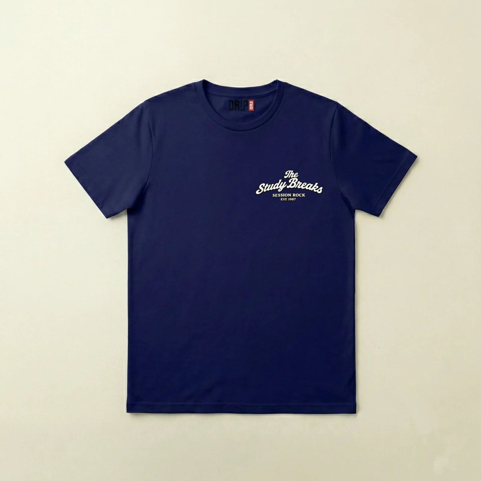 THE STUDY BREAKS REGULAR FIT NAVY BLUE GRAPHIC T-SHIRT