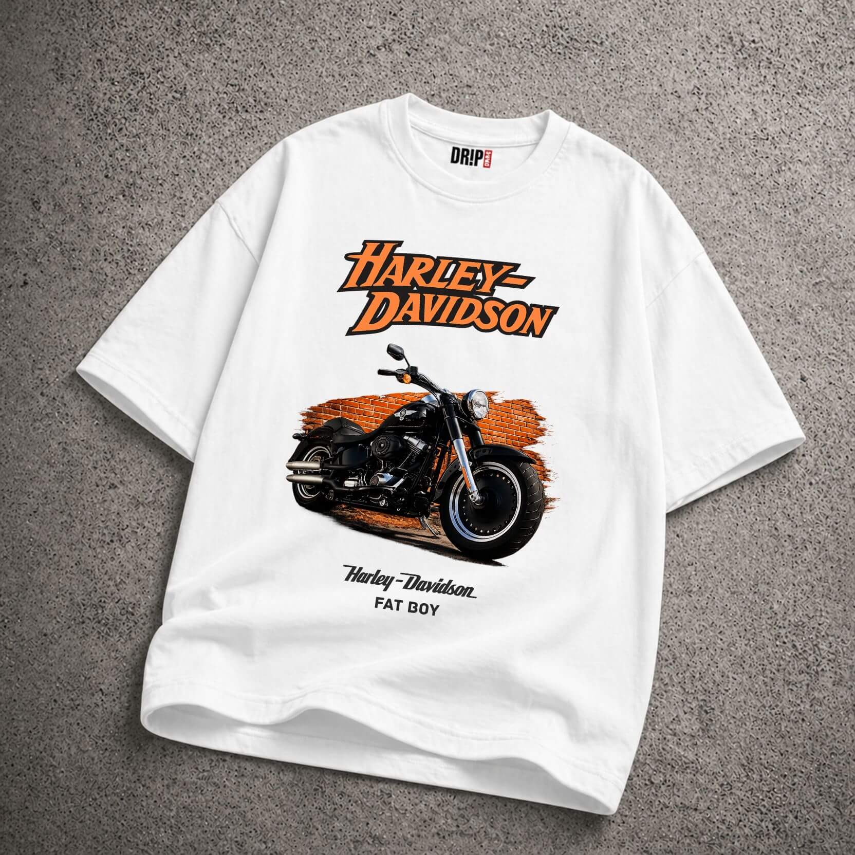 HARLEY DAVIDSON FAT BOY OVERSIZED WHITE T-SHIRT